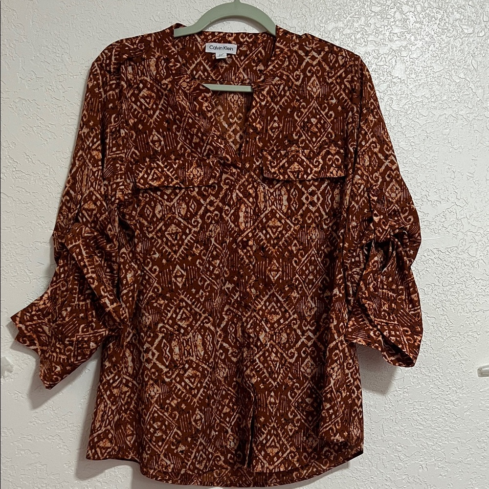 Calvin Klein Brown Patterned Blouse